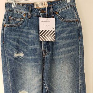 NWT: Sandrine Rose X Free People Distressed High Buckle Tapered Jeans Size 26